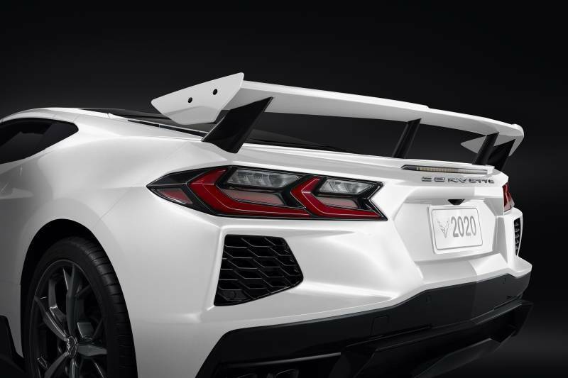 C8 Corvette 2020 + GM OEM Accessory, C8 High Wing Spoiler Kit  in Arctic White